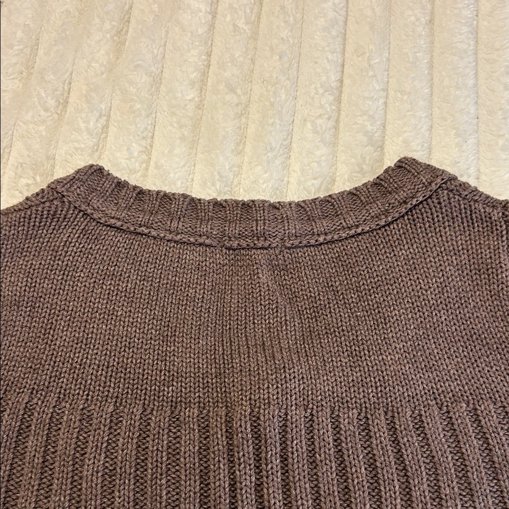 Vintage Aeropostale Brown Cable-Knit Short Sleeve Cardigan - Picture 9 of 11